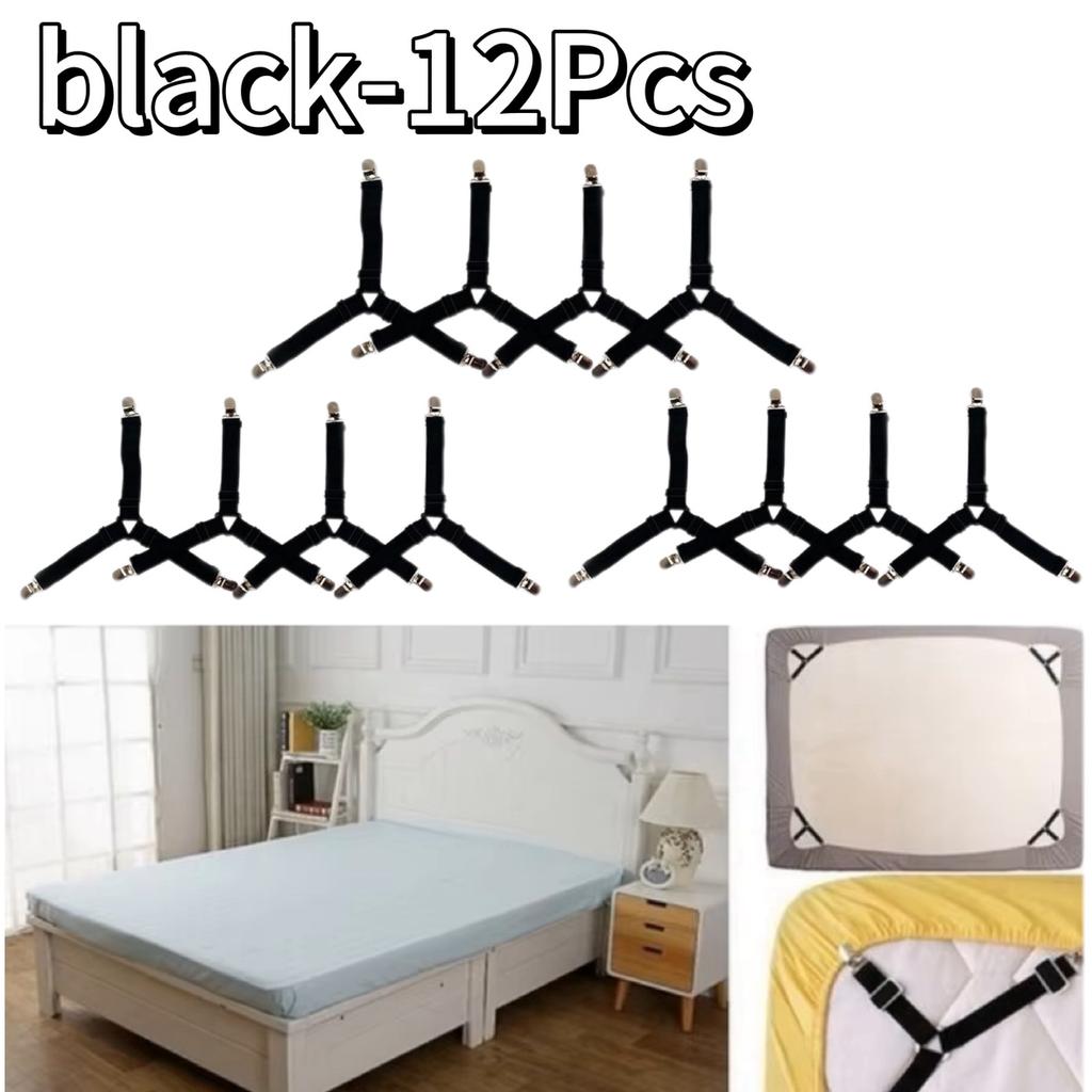 4Pcs Adjustable Bed Sheet and Quilt Holder for Bed Sheet Organizer Mattress Cover Clip for Home Elastic Straps Adjustable Clips