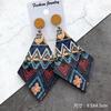 Bohemian wood earrings women's personality exaggerated print flower stud earrings vacation versatile temperament earrings