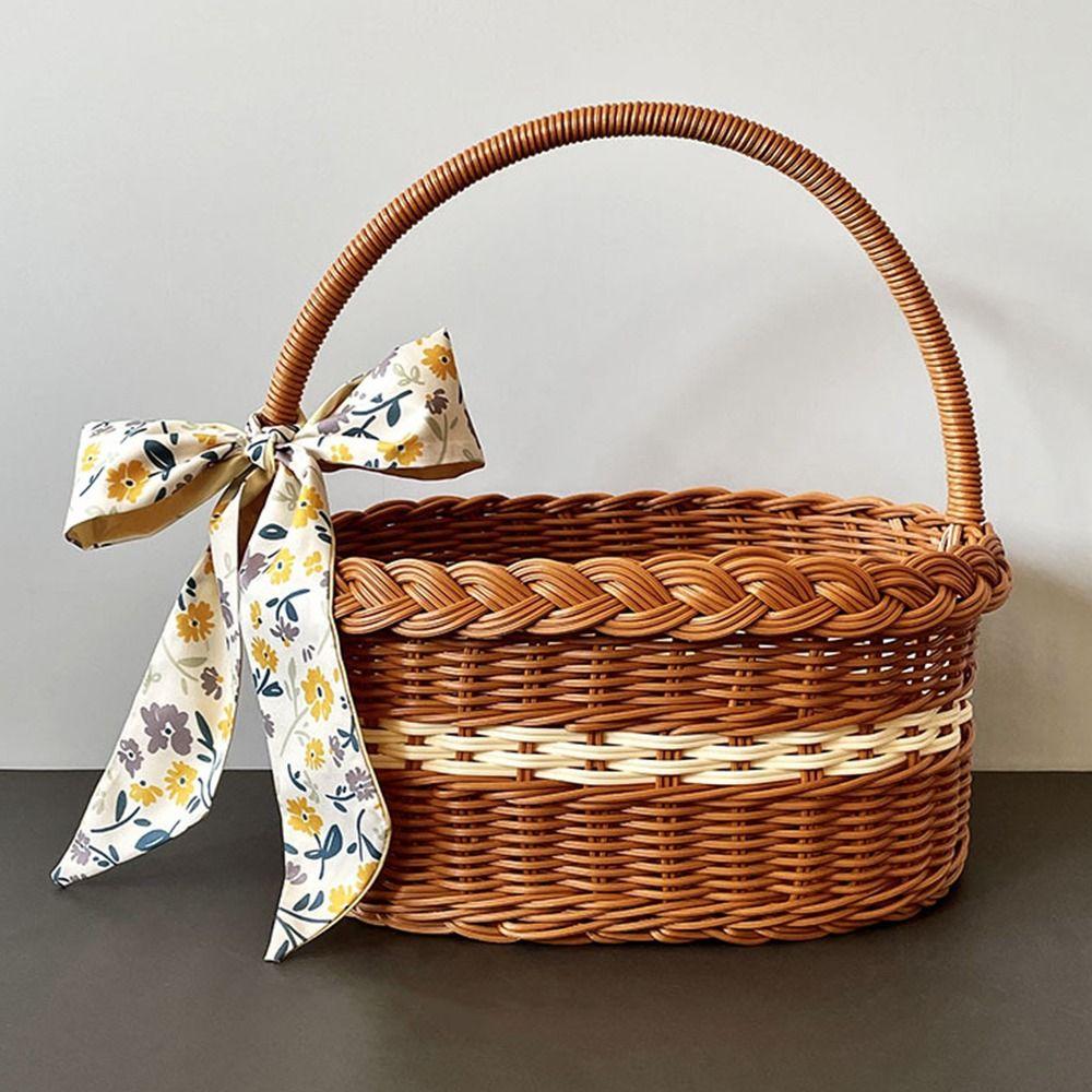 Con Cesto per Composizioni Floreali Toro Rattan di Salice Cesto per Conservazione Verdure Cesto Fiori Picnic