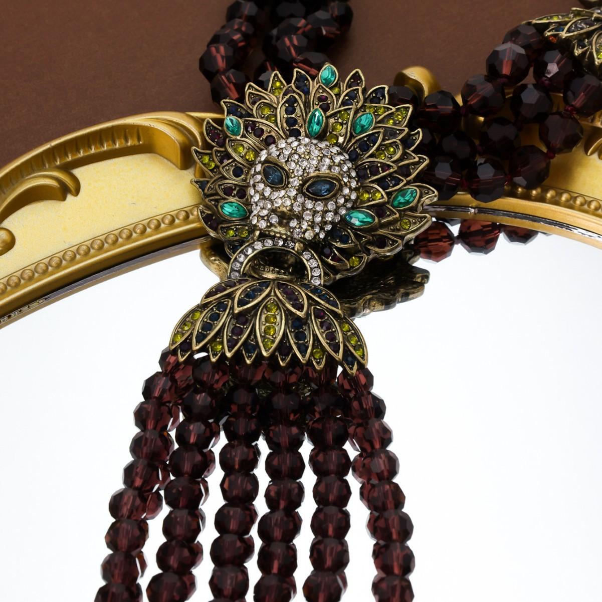 

Vintage Palace Full Set Lion Head Heavy Industry Multi Layer Tassel Necklace Earpiece