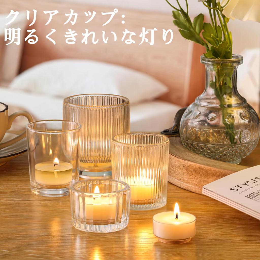 LETINE Tealight 30 Approximately 5 Hours Burn Natural Palm Clear for Tea Incense Aroma Disaster Emergency Candles, Pieces, Time, Wax, Cup, Unscented,