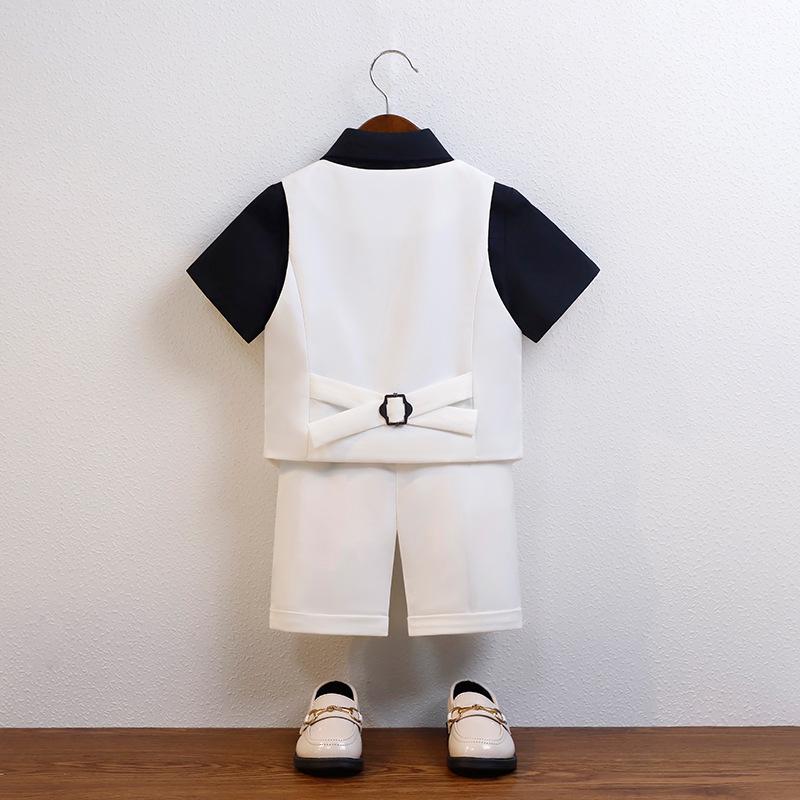 Boy's British Summer Tuxedo Vest Set for Events