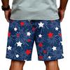 Men's Drawstring Waist Casual Shorts with Star Stripe Print Loose Fit Elastic Waistband and Side Pockets for Daily Wear