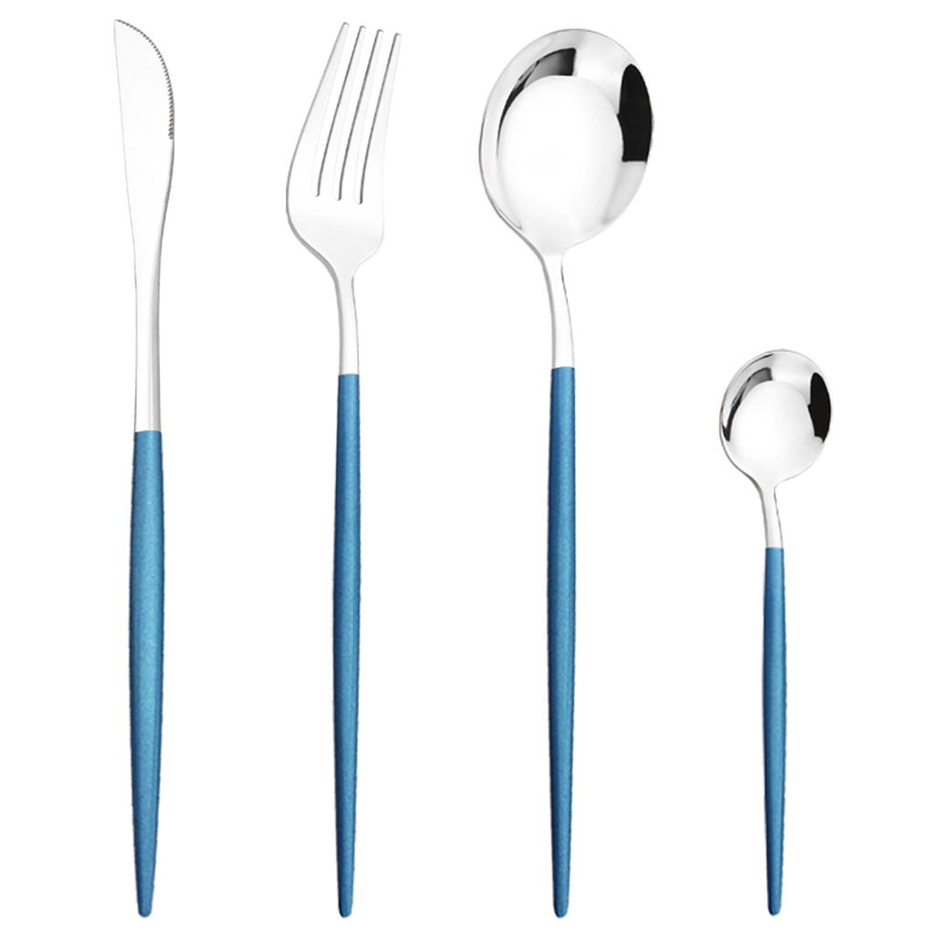 Westliches 4-teiliges Gold-Geschirr-Set, Messer, Gabel, Kaffeelöffel, Besteck, Edelstahl, Geschirr, Besteck, Kiechen-Besteck
