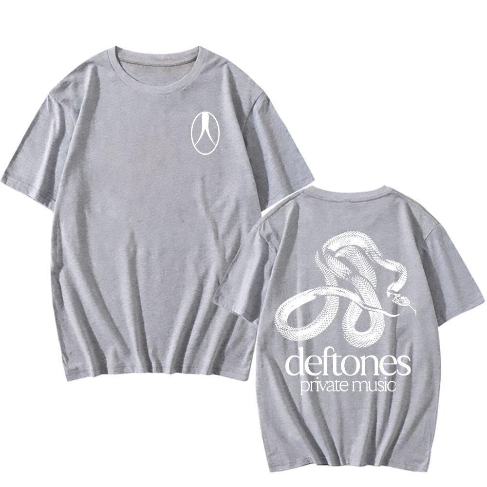 

Deftones Футболка со змеей Принт альбома Private Music Хлопковая модная футболка с коротким рукавом Женская Мужская Футболка Унисекс L