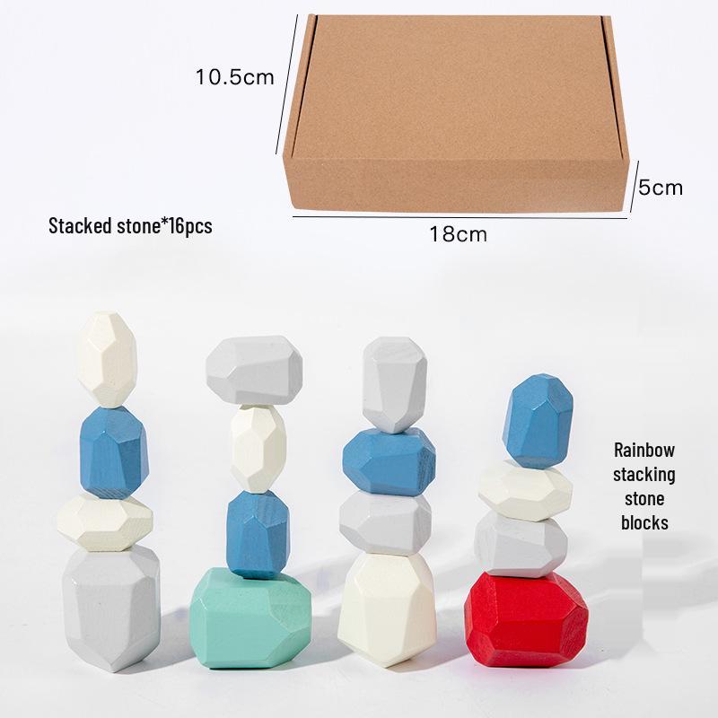 Colored Wooden Stacking Stones Balance Game - Children's Early Education Puzzle Toys