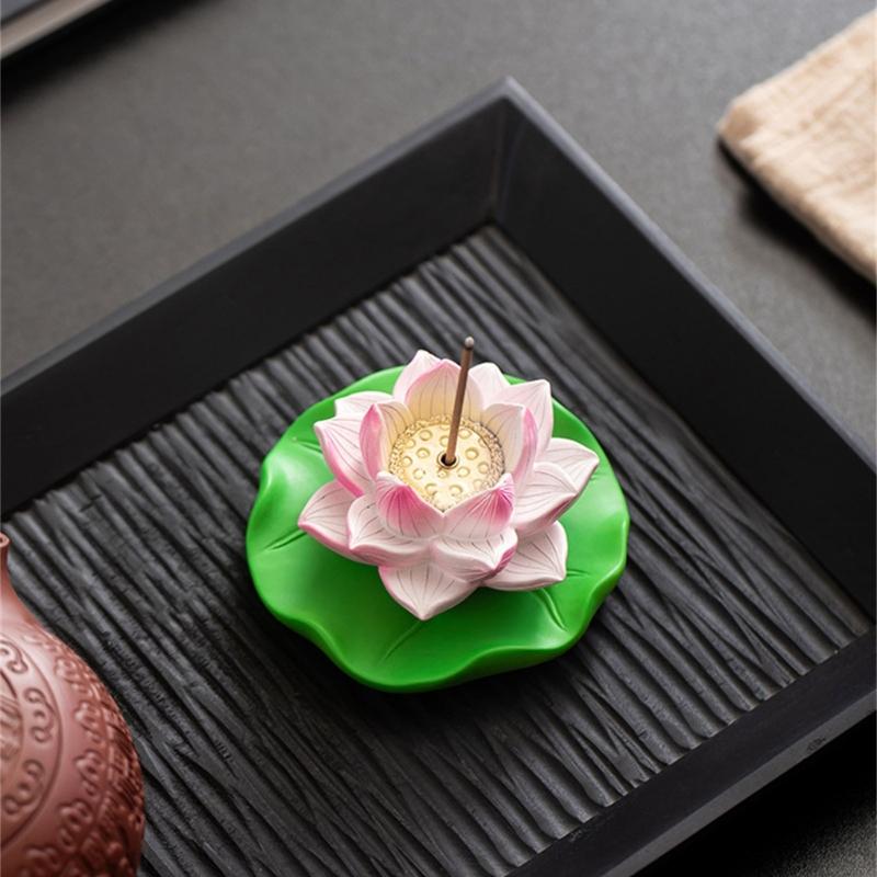 62KD Decorative Incenses Burners Rotating Lotuses Relaxation Ornament