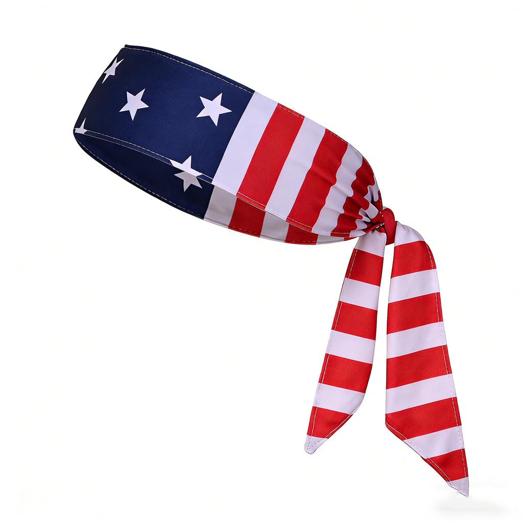 American Flag Independence Day Unisex Running Fitness Headband, Sports Yoga Sweatband, Elastic Cotton Headscarf