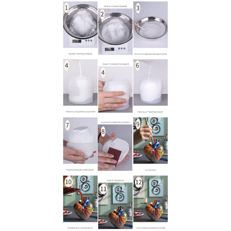 Heart Shape Silicone Craft Moulds Reusable Handmade Tool Silicone Texture for Making Resin Planter Holiday Decorations