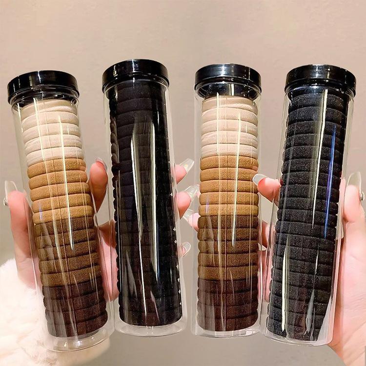 Women's Seamless Rubber Band Hair Tie - 2025 New High Ponytail, Simple Design with Leather Cover