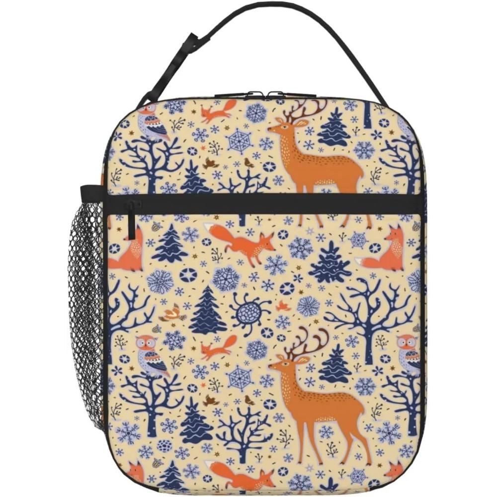 Fox Bunny Cloud Lunch Bag for Women Men Reusable Insulated Lunch Box Portable Lightweight with Side Pocket for Work Picnic