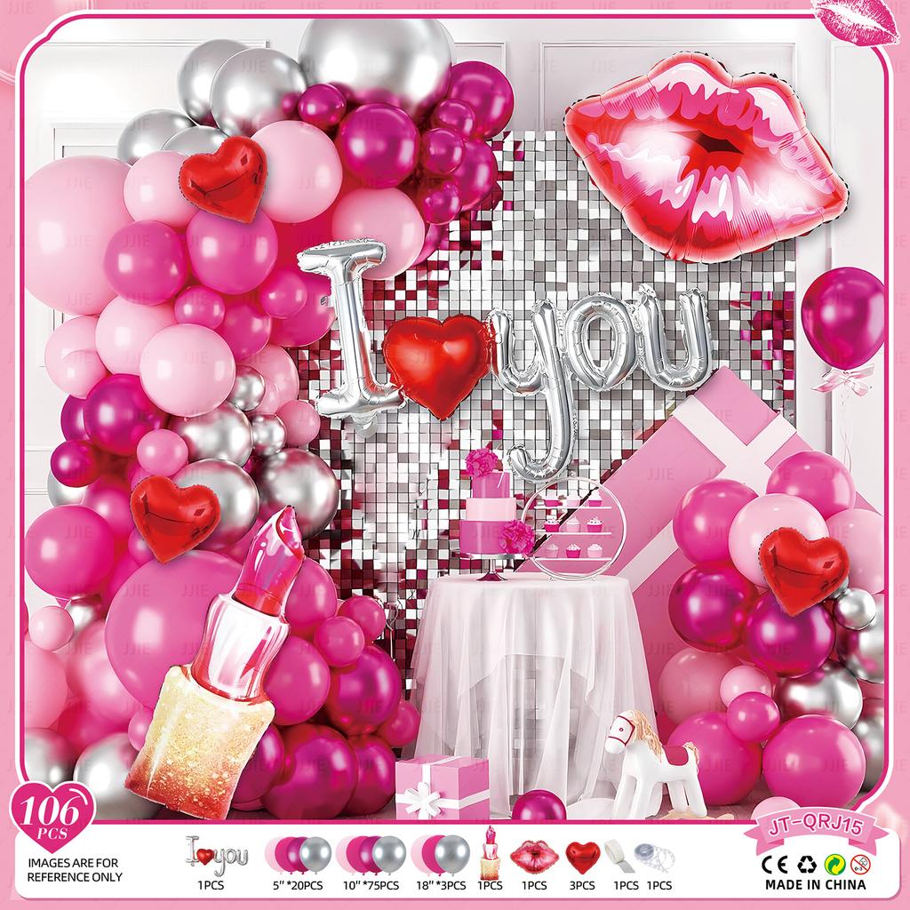 Valentine'S Day Balloon Set Proposal Confession Background Wall Balloon Arch Birthday Party Balloon Decoration Arrangement