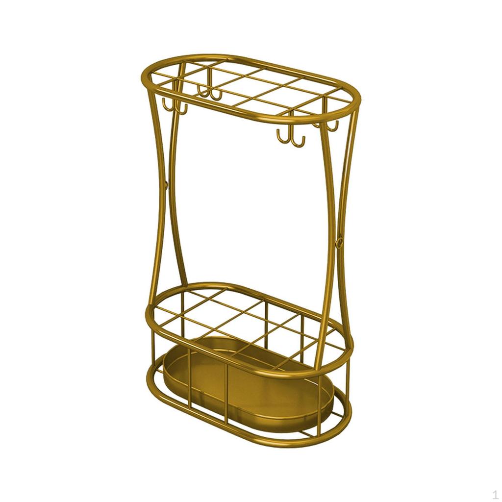 Metal Umbrella Stand Storage Bin Organizer 32x18x47cm with Water Collection Tray for