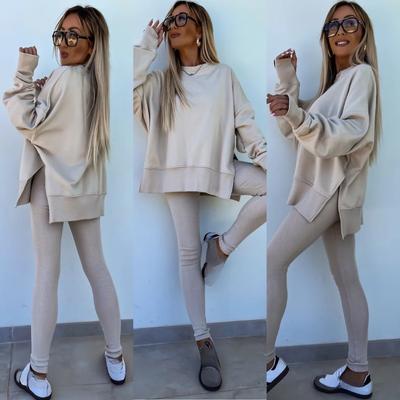 Women's Casual Skinny Pants Loose Sweatshirt Set Two Pieces