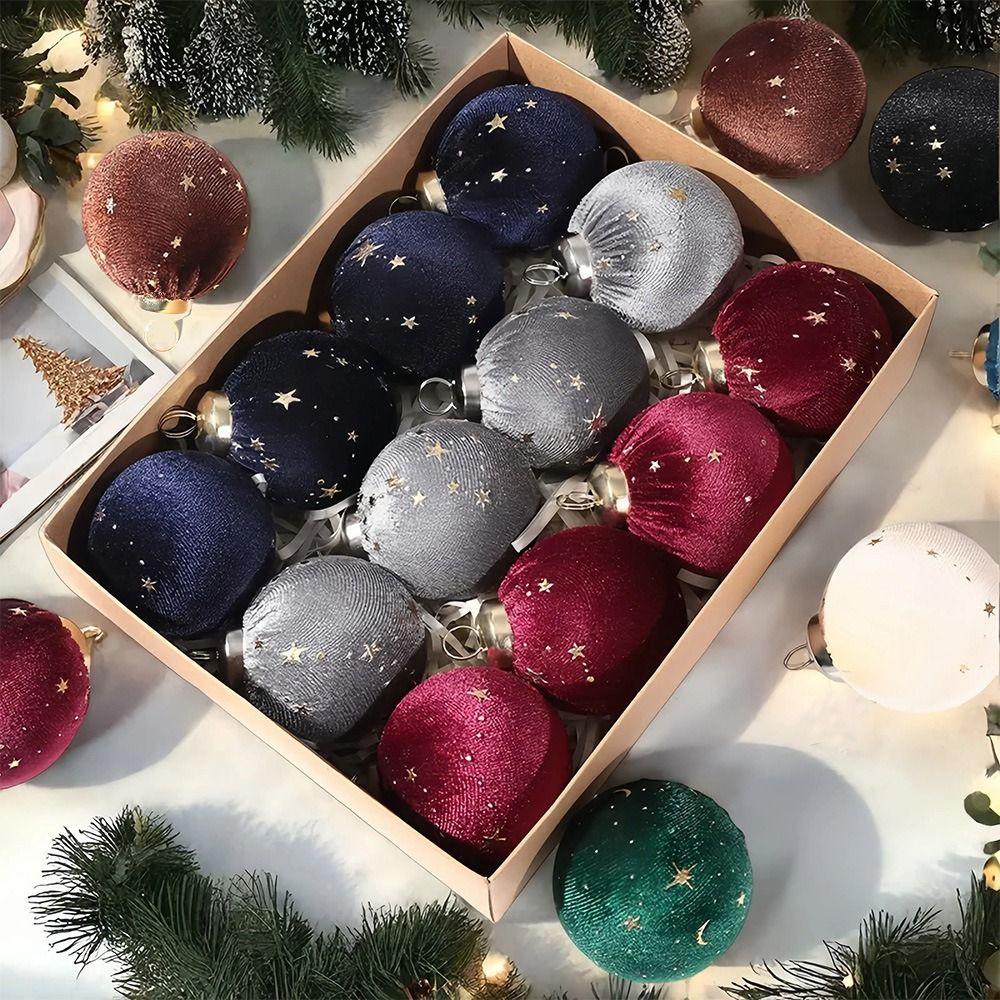 12Pcs/set Shiny Velvet Christmas ball Ornaments 6cm Christmas Tree Decoration Window Decoration