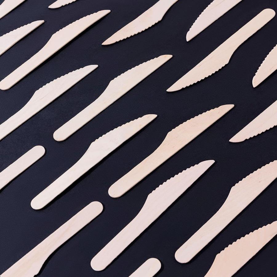 Compostable Wood Cutlery [100% Wood Knives] Natural EcoFriendly Sustainable Alternative to Plastic Disposable Knife Set [Pack o