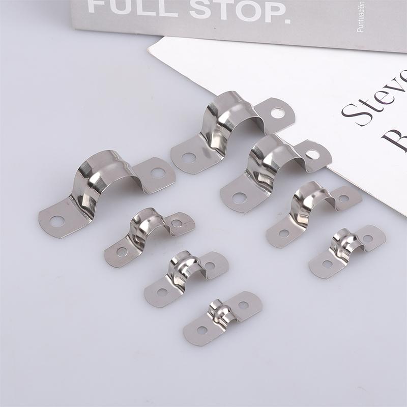 20Pcs M5-20 Rigid Pipe Strap Stainless Steel 2 Holes Cable U Bracket Pipe Clamp For Fixing Pipe Or Cable Horseback Saddle Clamp