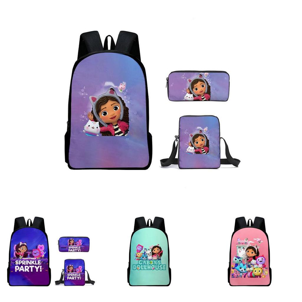 Gabby's Dollhouse Backpack Featuring Stylish Cartoon Design And Adjustable Shoulder Straps For Students