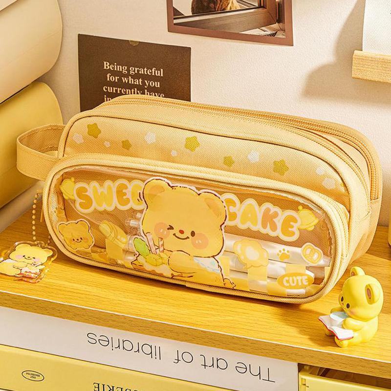 Cartoon Butter Bear Capybara Pencil Bags Large Capacity Pencil Case Student Stationery Organizer Little Bear Pencil Case Gifts
