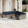 11 Piece Garden Sofa Set with Cushions Gray Poly Rattan