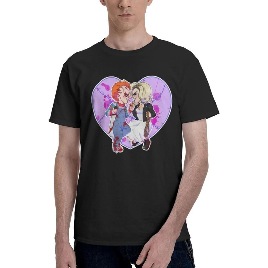 UNTeewan Maglietta da Uomo Girocollo Manica Corta Bride of Chucky Cotone Morbido T-shirt Intimo Top Estiva Nera Maglietta Sportiva(4)