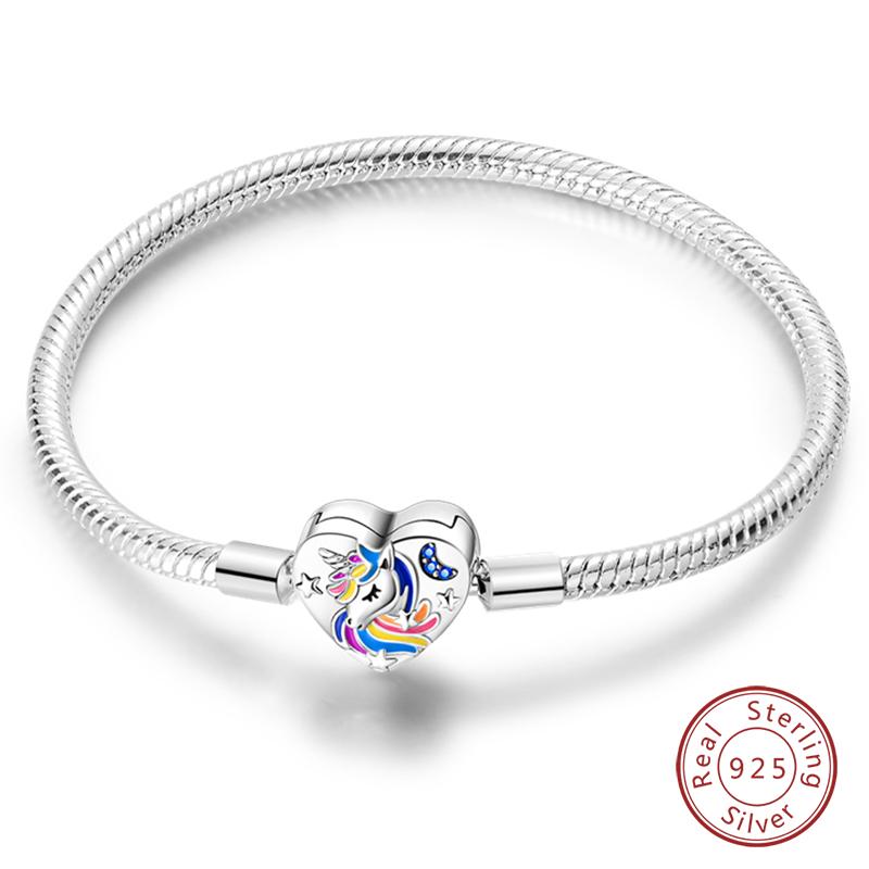 925 Silver Heart Shaped Series Love Forever Shining Zircon Bracelets Fit DIY Charm Beads Birthday Jewelry Gift
