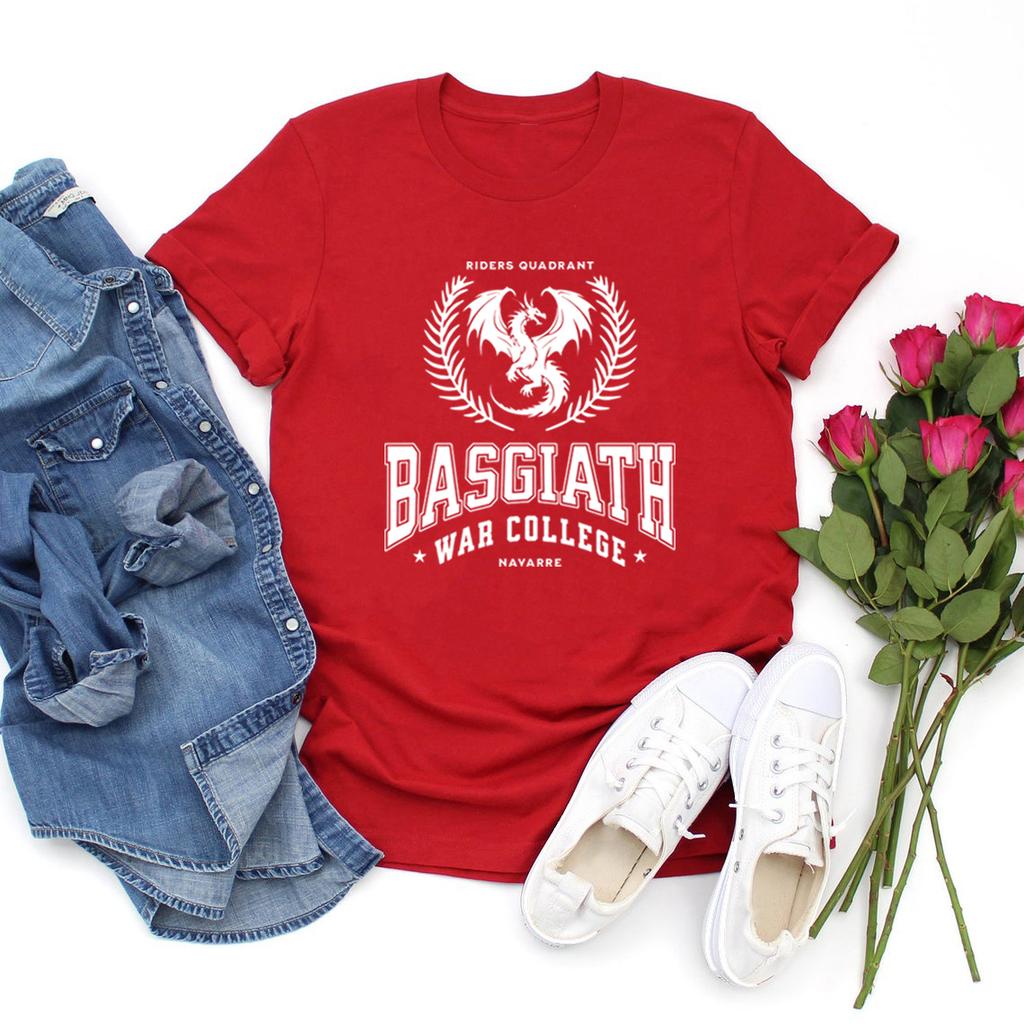 Fourth Wing Shirt Basgiath War College Tee Men Women Graphic T Shirts Short Sleeve Streetwear T-Shirt Dragon Bookish Gift