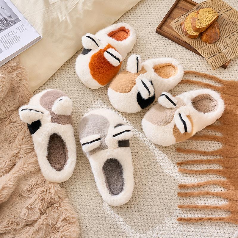 Fashion Cute Women Plush Shoes Autumn Winter New Fashion Thicken Men Indoor Home Shoes Warm Non-slip Comfortable Couple Cotton Slippers