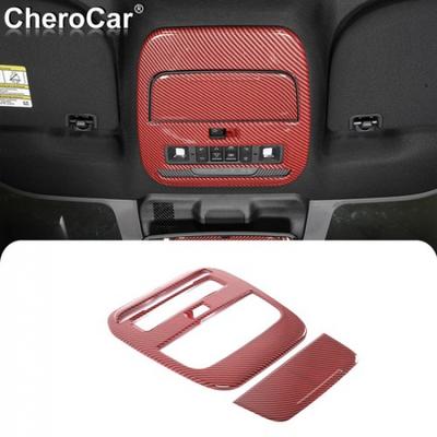 Red Carbon Fiber Reading Light Panel Front Lamp Trim Cover for Ford F150 -22