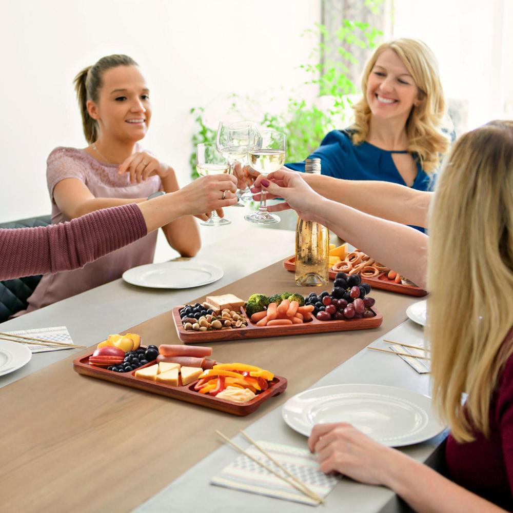 Charcuterie Boards Acacia Wooden Serving Plate Sturdy Food Serving Utensils Beautiful Wooden Divided Tray For Birthday Wedding