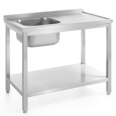 Wall-mounted Worktop with Sink and Shelf, Screwed, 80x60x85 Cm, LEFT, Hendi 812495