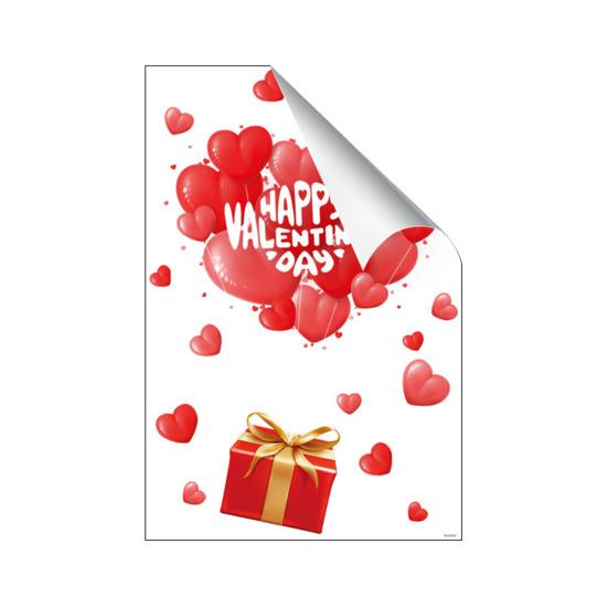 Valentine's Day Window Clings Decoration Red Pink Heart Stickers Reusable Static Decals for Home