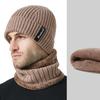 Zimowa męska czapka z dzianiny zestaw szalików zewnętrzna gruba ochrona słuchu dwuczęściowa ciepła czapka z rękawami czapka czapka Skullies