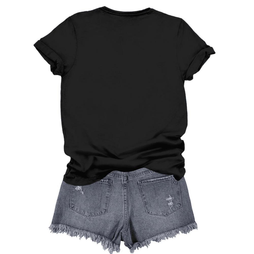 New Women's T-shirt Black Rose Graphic Printed Casual Fashion Short Sleeve T-shirt Soft Comfortable Summer Women Clothing