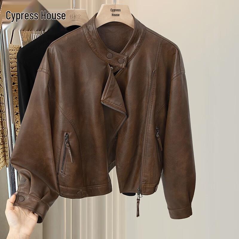 

Женская мотоциклетная кожаная куртка в стиле ретро S