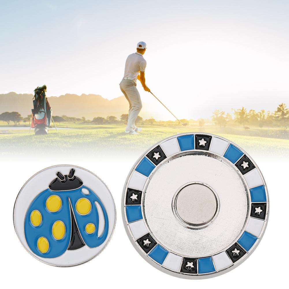 Zinc Alloy Double Layer Compact Golf Ball Marker Magnetic Hat Clip Cap Clamp Accessory SuppliesBlue Ladybug