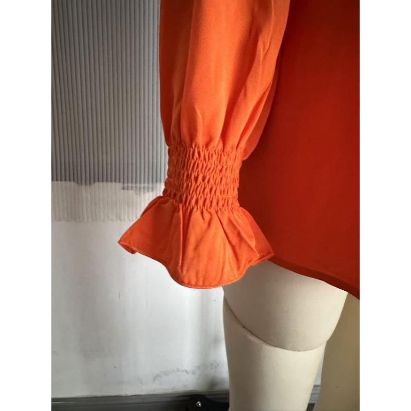 V-neck Pullover Chiffon Shirts Flared Long-sleeved Women's Blouses & Shirts