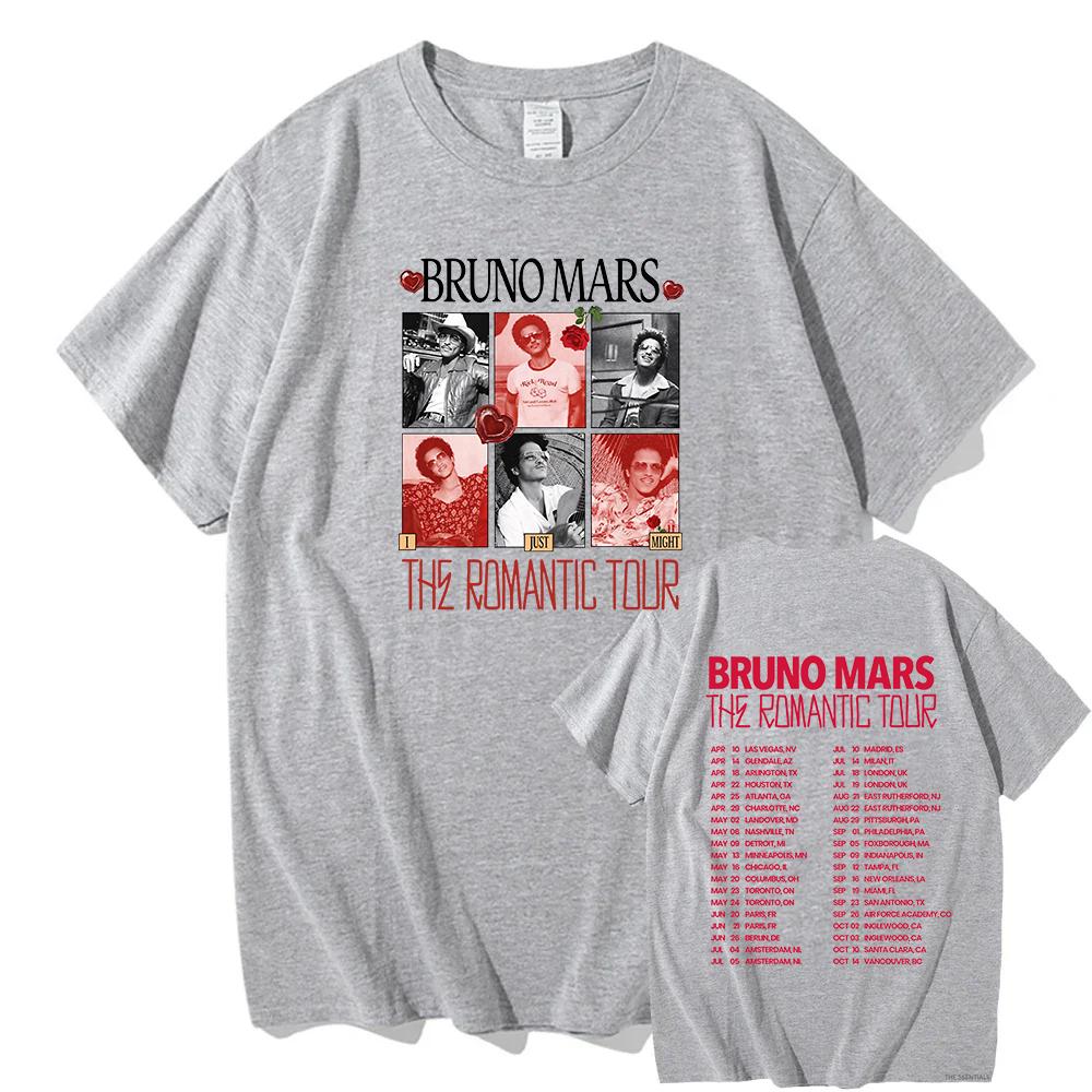 Bruno Mars The Romantic Tour2026 Pop Music Tour Graphic Printing T-shirt Cotton Hip Hop Gothic Streetwear Graphic Printing Tops