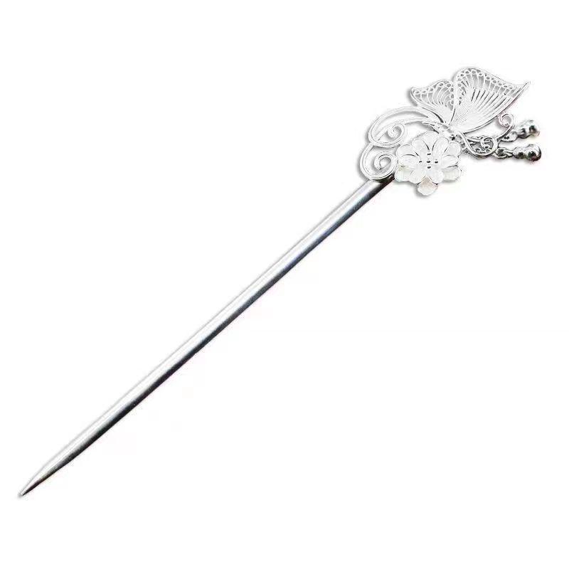 Silver Alloy Butterfly & Flower Hairpin - Elegant Valentine s/Birthday Gift for Her