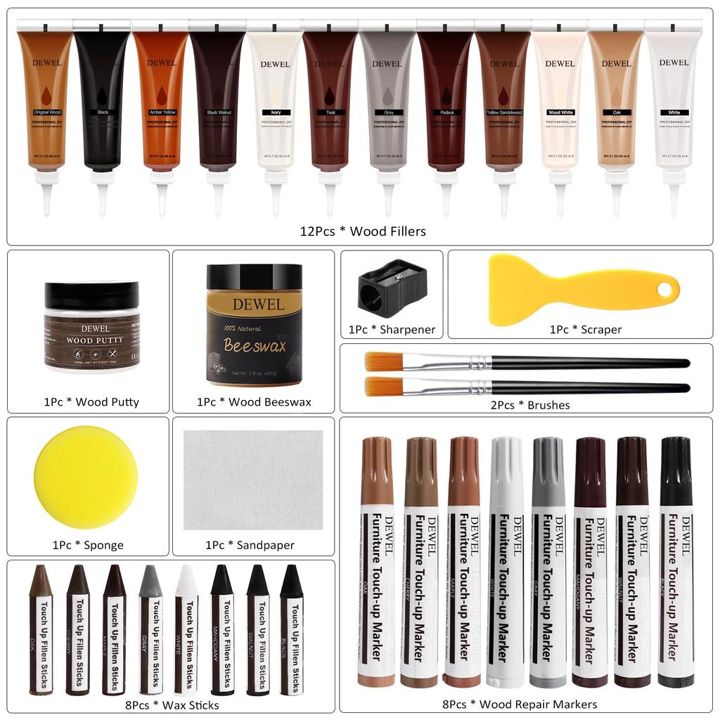 DEWEL Naprawa Mebli Podłogowych Naprawa Naprawa Podłogi Wypełniacz do Dziur Wosk Pszczeli Naprawa Rys Drewna Obróbka Drewna Drzwi Łuszczenie Się Mebli Mebli Rysa
