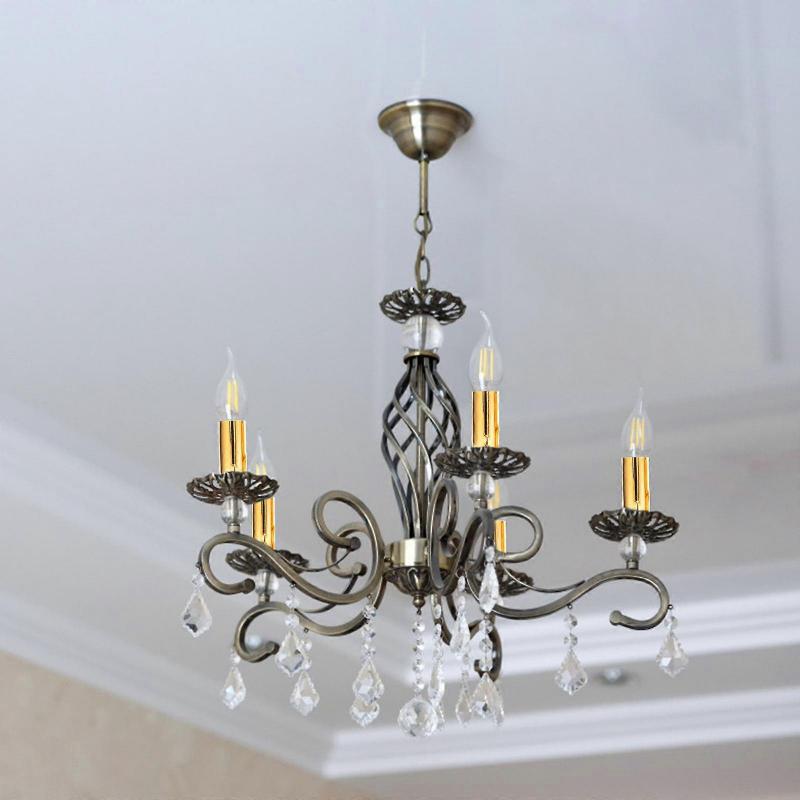 Water Crystal Chandelier Candle Sleeves for Lamp 6Pcs Golden Candle Base Covers