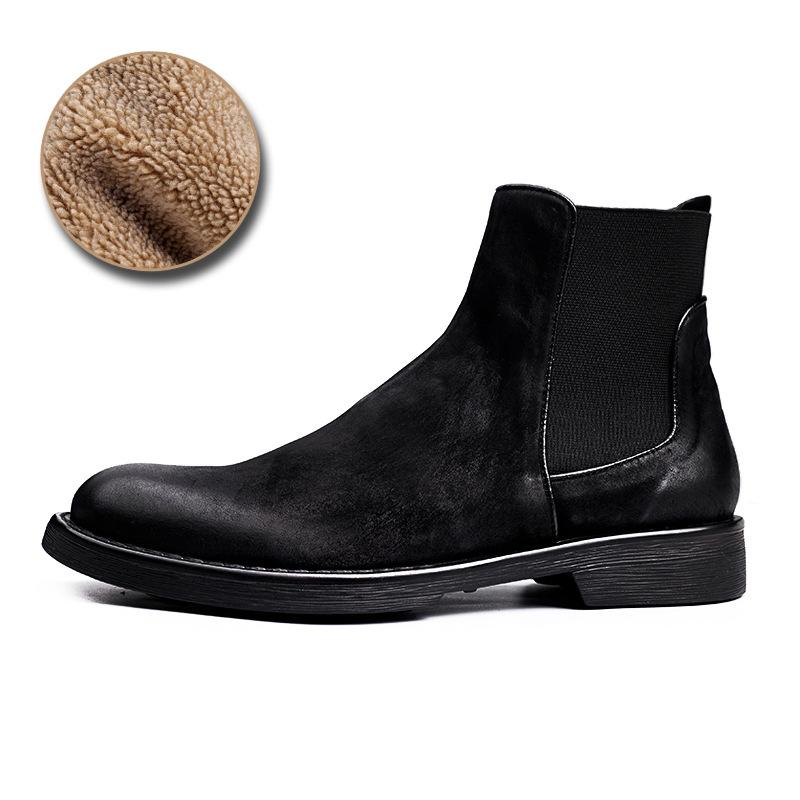 Botines Chelsea para hombre Zapatos de cuero de caña alta Botas para hombre Botas Zapatos de algodón de invierno Botas Martin británicas para hombre