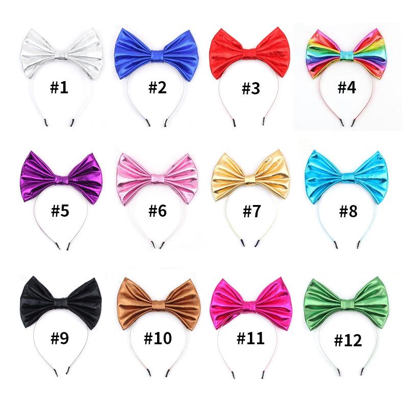 Modna Opaska Syrenka Disney Dziecięca Letnia 7'' Kokarda Metaliczna Duża Kokarda Opaska Nakrycie Głowy Dziewczęca Festiwalowa Imprezowa DIY Akcesoria do Włosów