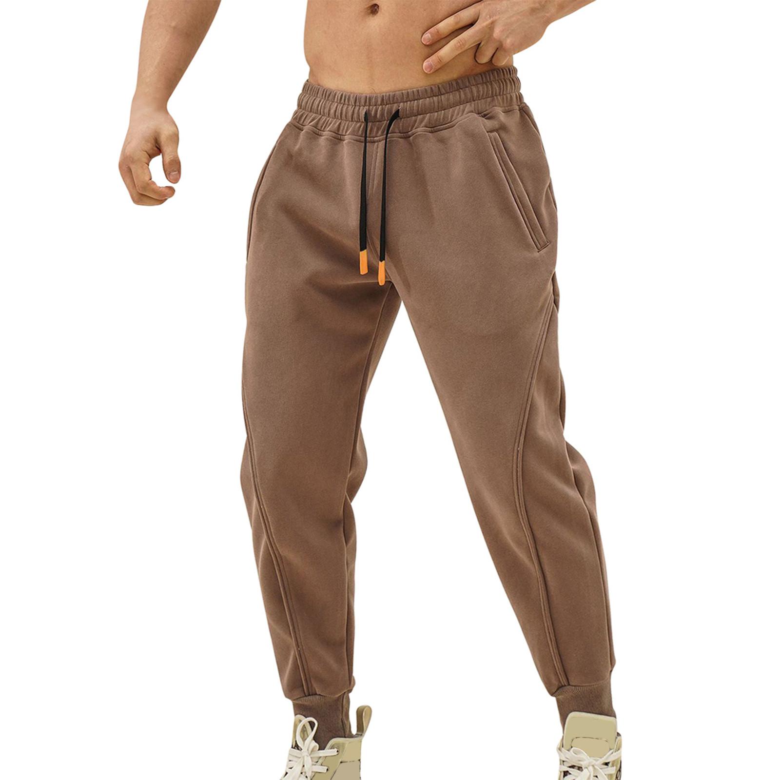 

Повседневные спортивные брюки, мужские свободные леггинсы с длинными вставками, тренировочные брюки для бега и фитнеса XL кофейный