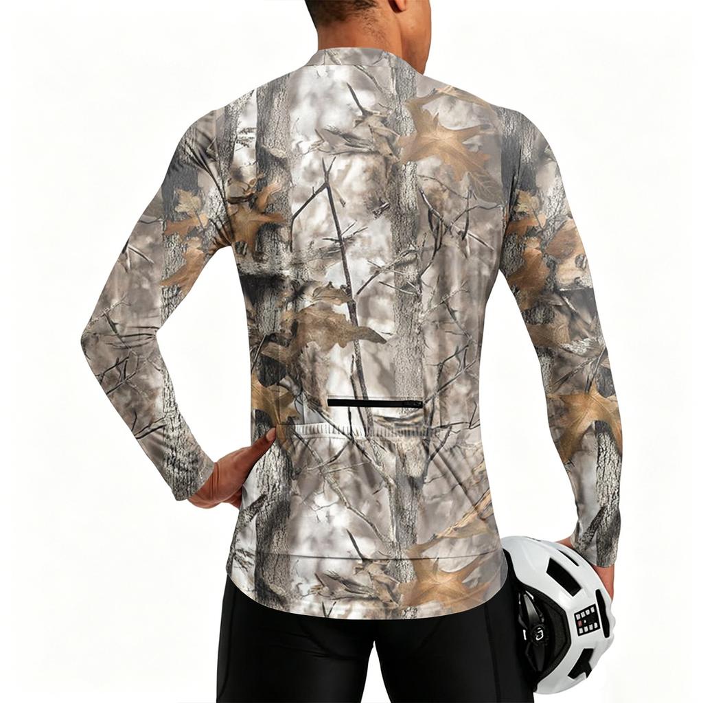 Heren Lange Mouw Fietsjersey Ademend Sneldrogend Stof Halve Rits Pullover Lichtgewicht Atletisch Shirt voor Buitensporten