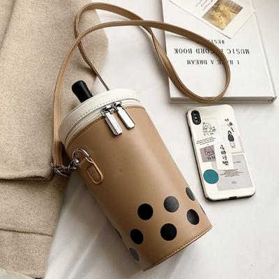 Fashion Personality Milk Tea Bag Cute Girl Small Bucket Phone Lipstick Bags Women's New Casual Korean Version Crossbody Pack Pop