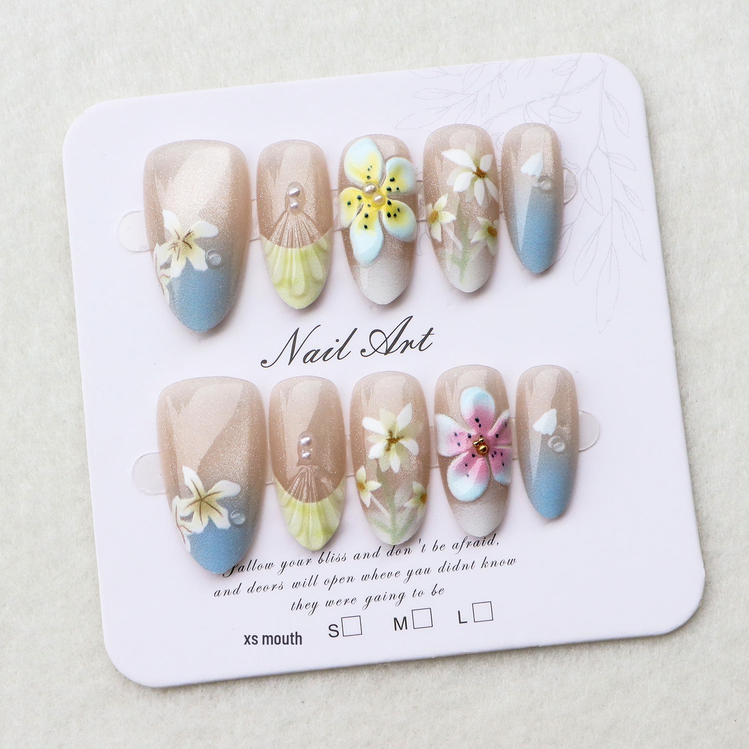 3D Floral Wearable Nails - Summer Detachable False Fingernail Tips