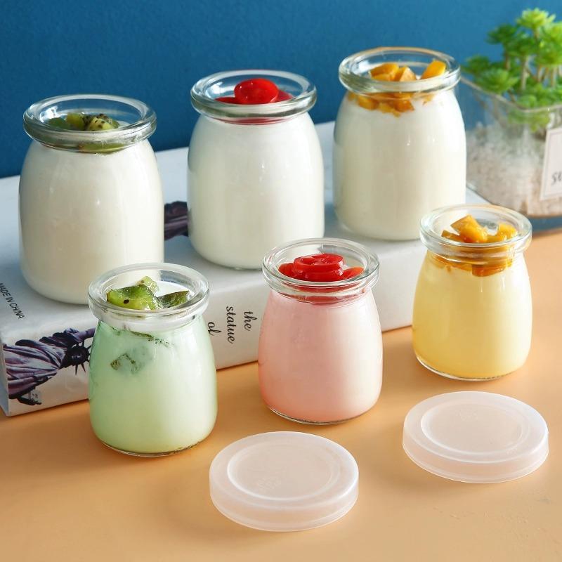 2026 New 100/150/200ml Glass Pudding Bottle Yogurt Cup with Lid Creative Jelly Bottle Oven Heat Resistant Food Pudding