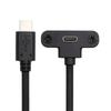 Xiwai 480Mbps Extension Data USB Male To Screw Lock Fixed Panel Extender for Camera USB-C Cable, Type-C Up-Angled Female, VR, 0.3M
