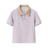 2025 Autumn Women's European & American Style Patchwork Lapel T-Shirt